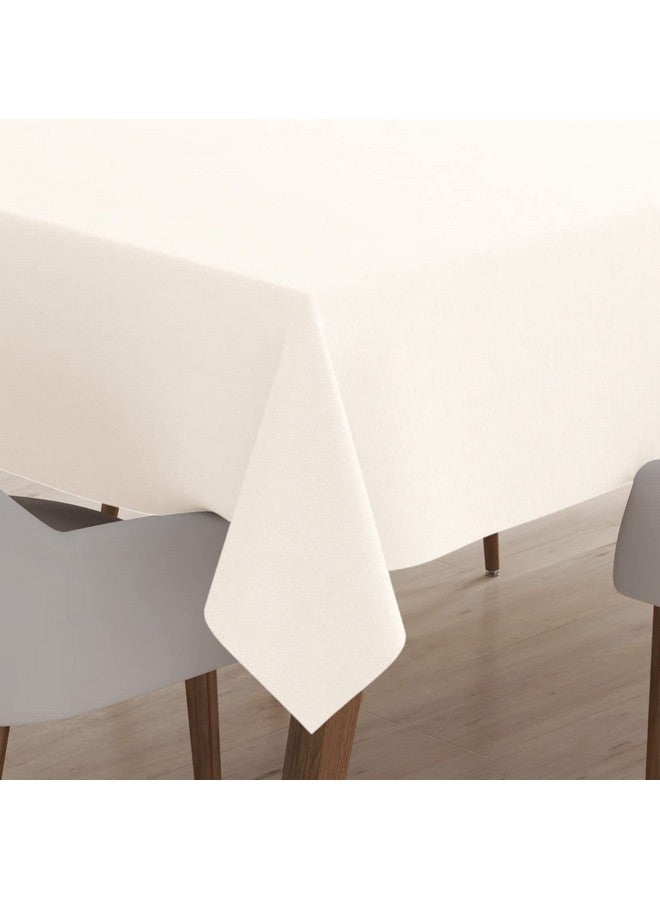 Encasa XO مفرش طاولة مستطيل من بوليستر حريري من إنكاسا هومز بطول 56"X91" لطاولة طعام تتسع من 6 إلى 8 أشخاص، للمهرجانات، الحفلات الداخلية والخارجية والاستخدام اليومي، بوليستر حريري، قابل للغسل - كريمي - Image 1