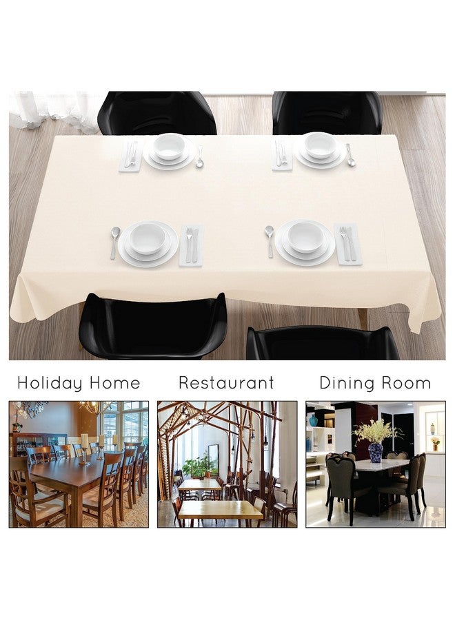 Encasa XO مفرش طاولة مستطيل من بوليستر حريري من إنكاسا هومز بطول 56"X91" لطاولة طعام تتسع من 6 إلى 8 أشخاص، للمهرجانات، الحفلات الداخلية والخارجية والاستخدام اليومي، بوليستر حريري، قابل للغسل - كريمي - Image 4