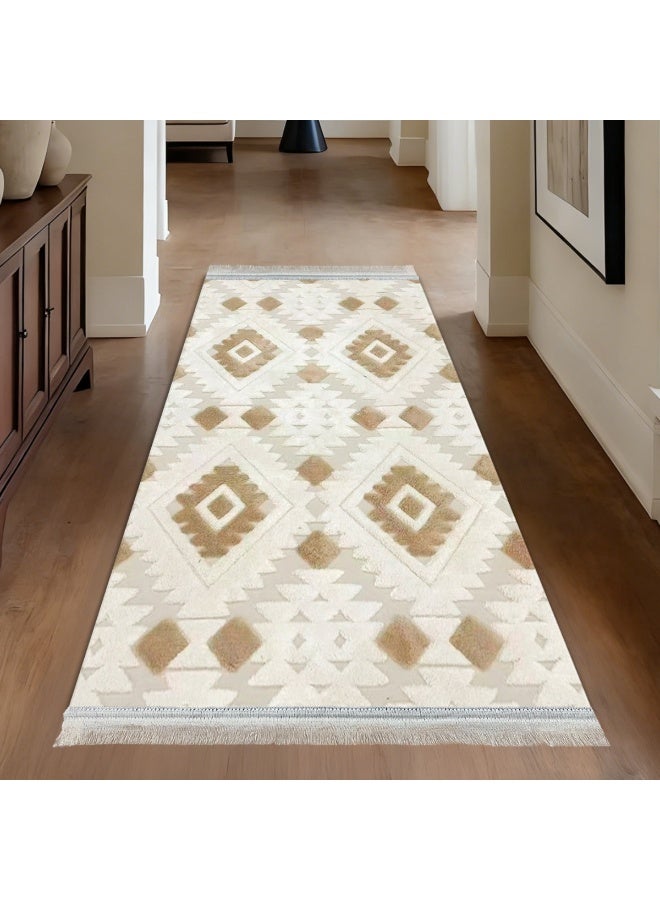 SMART HOME Long, padded, and soft hallway rug 200x100 cm – Bedroom and hallway rug – Modern geometric pattern floor rug – Luxurious entryway and corridor rug – Comfortable everyday home rug - Image 1