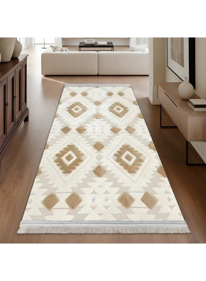 SMART HOME Long, padded, and soft hallway rug 200x100 cm – Bedroom and hallway rug – Modern geometric pattern floor rug – Luxurious entryway and corridor rug – Comfortable everyday home rug - Image 3
