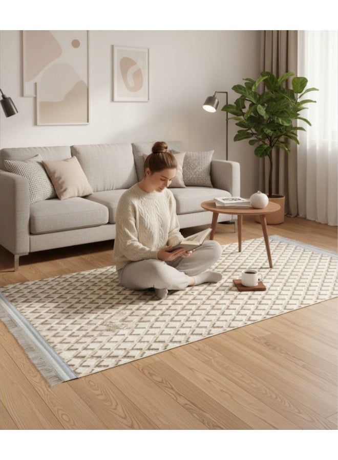 SMART HOME Long, padded, and soft hallway rug 200x100 cm – Bedroom and hallway rug – Modern geometric pattern floor rug – Luxurious entryway and corridor rug – Comfortable everyday home rug - Image 2