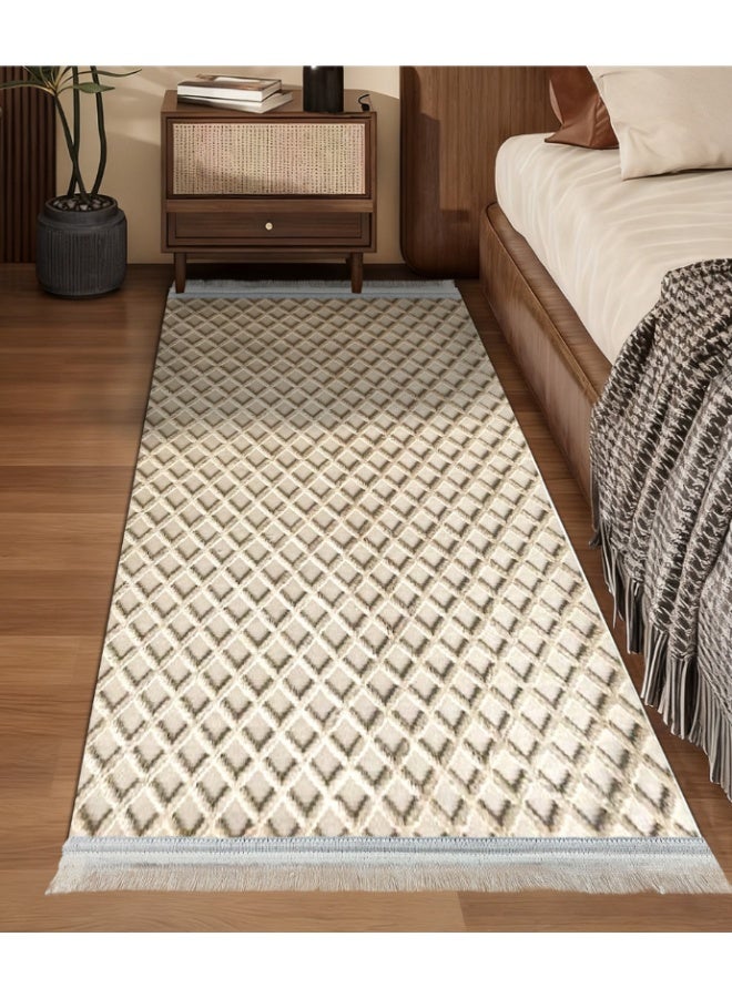 SMART HOME Long, padded, and soft hallway rug 200x100 cm – Bedroom and hallway rug – Modern geometric pattern floor rug – Luxurious entryway and corridor rug – Comfortable everyday home rug - Image 1