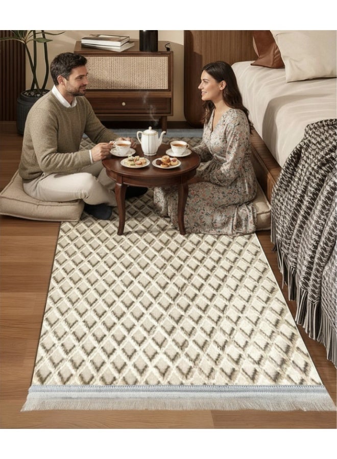 SMART HOME Long, padded, and soft hallway rug 200x100 cm – Bedroom and hallway rug – Modern geometric pattern floor rug – Luxurious entryway and corridor rug – Comfortable everyday home rug - Image 3