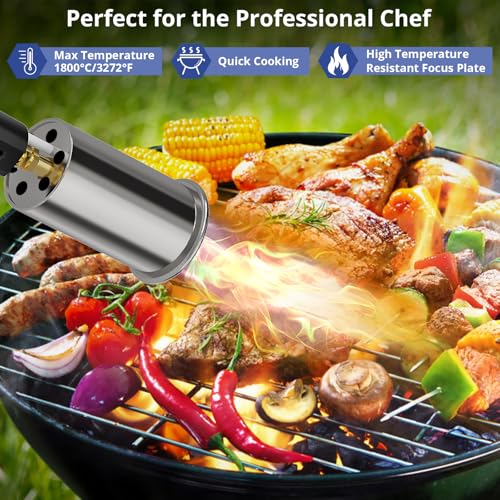 Sondiko Powerful Grill & Cooking Propane Torch L8010, Sous Vide, Campfire Starter, Adjustable Wood Torch Burner for Searing Steak, BBQ, Welding(Red & Black) Propane Tank Not Included - Image 5