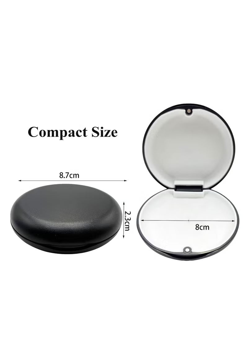 LuckyNov 2 PCS Retainer Case Mouthguard Case Denture Case with Magnetic Closure, Retainer Holder Denture Holder Container Aligner Retainer Braces Storage Box Organizer with Silicone Textured Liner- Black(1 with Mirror + 1 Standard) - Image 2
