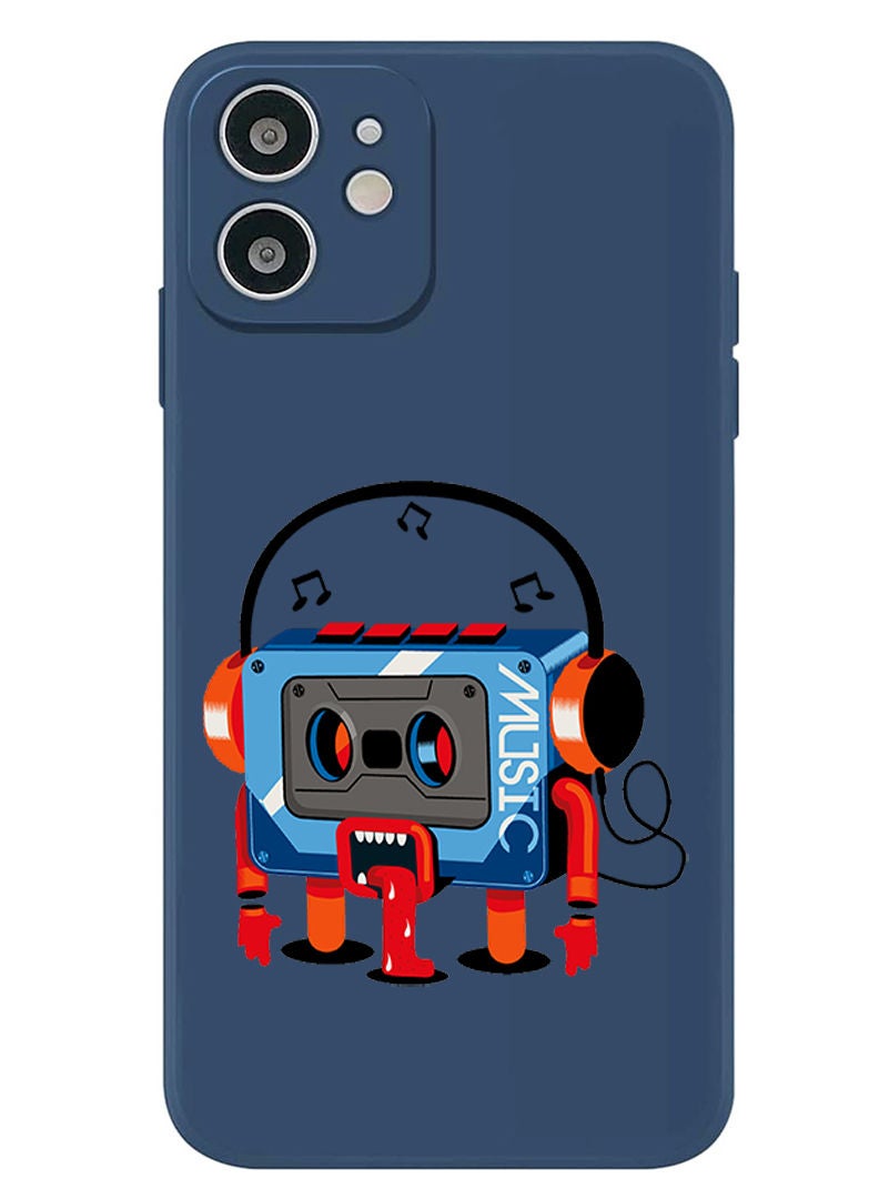 Theodor Protective Slim Fit Case Liquid Silicone Cover with Full Body Protection Anti-Scratch Shockproof Case For iPhone 12 Blue  - Music Recorder copy - Image 1