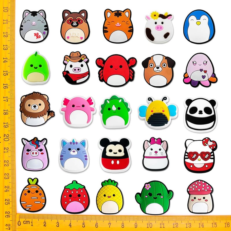 25pcs Cute Round Shoe Charms, Animal Fruit Charms Shoe Decoration for Sandals Clogs Bracelets, CLOG Charms for Girls Boys Birthday Festival Party Gift - Image 4