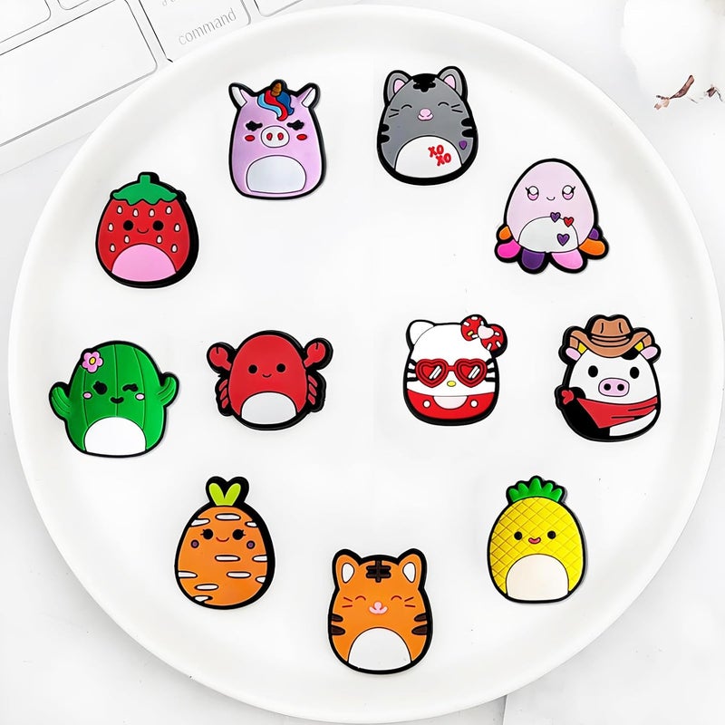 25pcs Cute Round Shoe Charms, Animal Fruit Charms Shoe Decoration for Sandals Clogs Bracelets, CLOG Charms for Girls Boys Birthday Festival Party Gift - Image 2