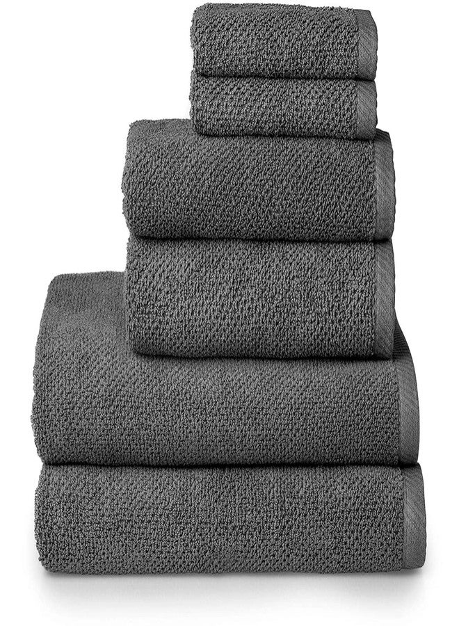 Simpli-Magic 79451 Popcorn Textured Bath Towels Set, 2 Bath Towels, 2 Hand Towels, 2 Washcloths, 6 Pieces, Gray - Image 1