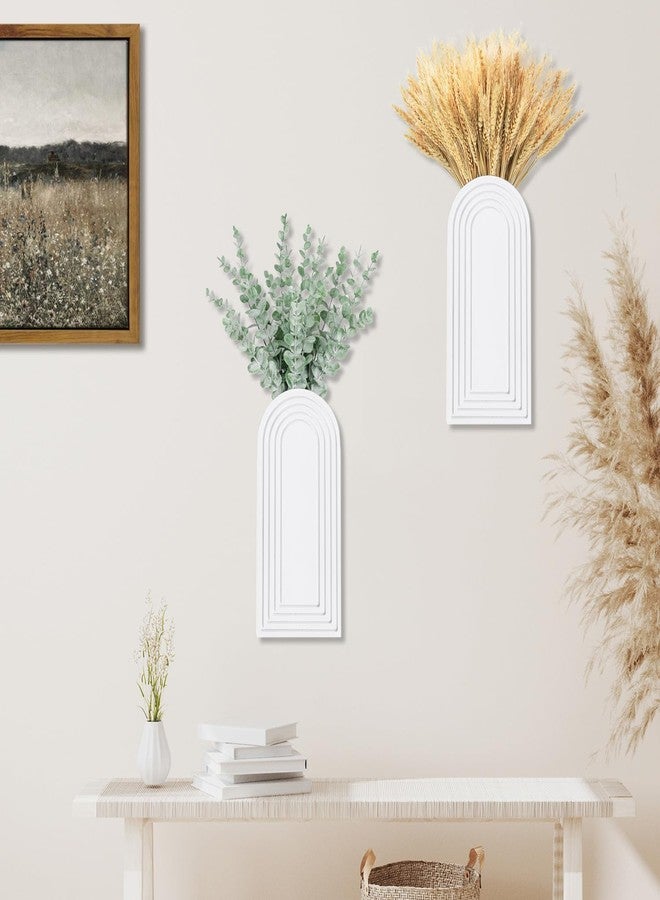 Dnnnii 2 Pack Modern Wall Wood Vase-Entryway Decor, Wood Wall Art, Hallway Decor-Modern Farmhouse & Boho Bathroom Wall Decor-Perfect for Dining Room, Living Room, or Any Narrow Wall Space（White） - Image 5