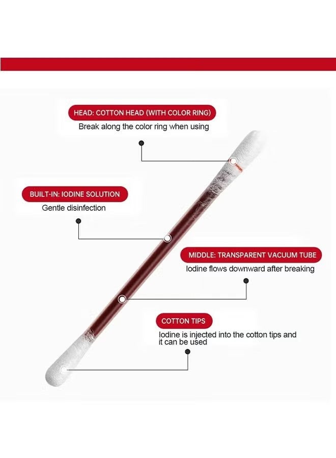 سوميفون 50 قطعة من مسحات القطن المعقمة باليود للاستخدام الطارئ، مغلفة بشكل فردي، لمسات قطن معقمة باليود، لتنظيف الجروح والبشرة، للاستخدام في المنزل، الهواء الطلق، السفر، الرياضة، والاحتياجات الطارئة - Image 2