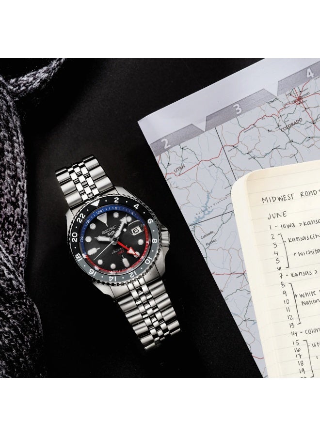 Seiko 5 Sports SSK019 GMT Automatic Men's Watch | SKX Heritage Charcoal Gray Dial Stainless Steel - Image 4