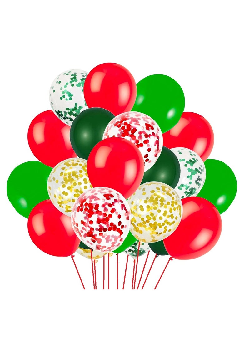 Boxwoods 60 PCS Of Red Green Golden Latex And Confetti Balloons Set  - Image 1