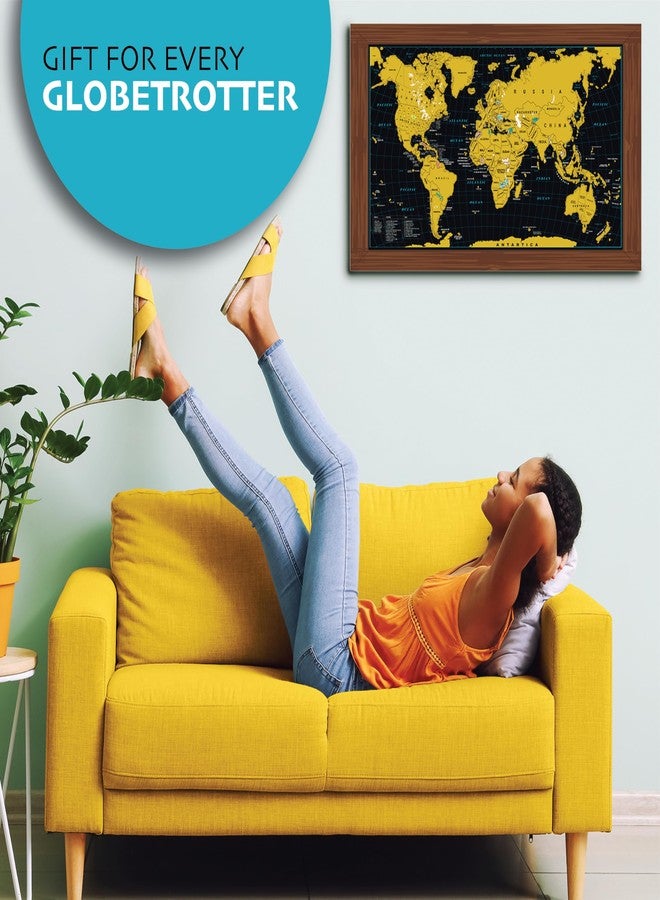 Gunjovi Scratch Off World Travel Map Poster 27 x 16 inch - Large Frame Ready Travel Tracker Gift Idea - Maps Of The World Art For Travelers (World Map) - Image 4