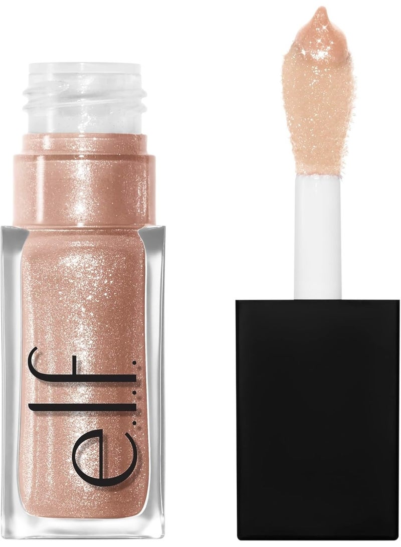 elf Glow Reviver Lip Oil, Nourishing and Hydrating with High-Shine Glimmer Finish & Sheer Wash Of Color, Non-Sticky, (Crystal Baller) - Image 1
