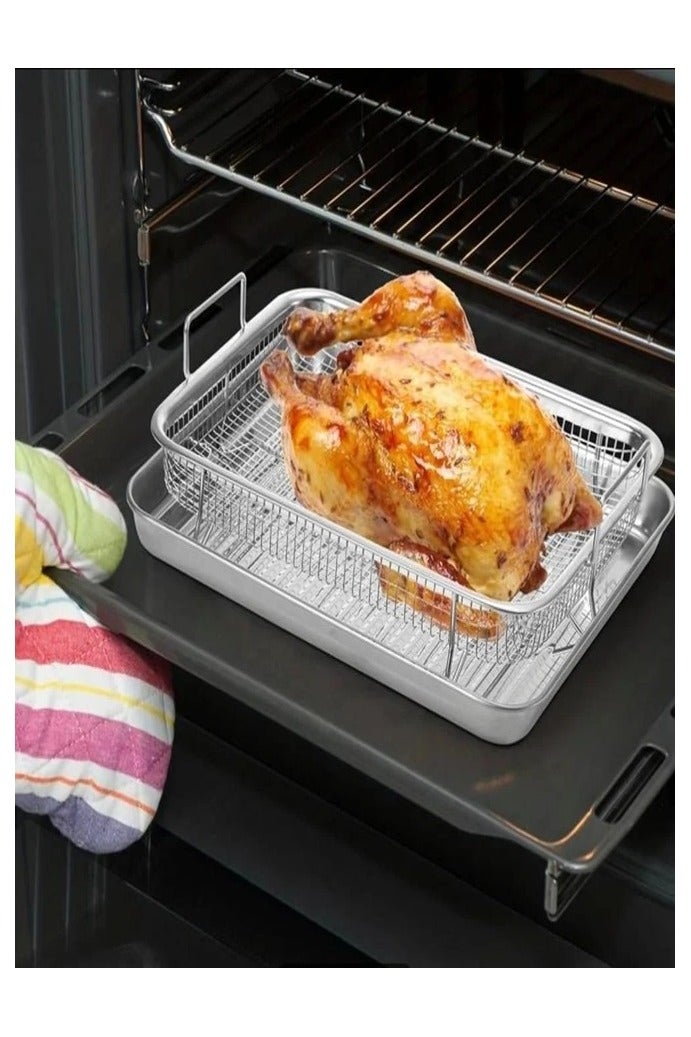 Stainless Steel Oven Fryer, Air Fryer Basket and Deep Fryer Tray in Silver - Image 2
