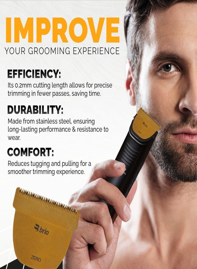 Brio مقصات لحية بريفو زيرو بليد متوافقة مع بياردسكيب V2 و V1، تقطع بشكل قريب جداً عند 0.2 مم، شفرة من الفولاذ المقاوم للصدأ مثالية للقصوص القريبة جداً، لإنشاء خطوط دقيقة وتنظيف الشوارب (ذهبي) - Image 2