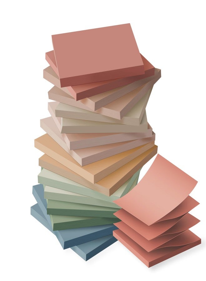 Kozerite (16 Pack) Pop Up Sticky Notes 3x3 in Accordion Stickies Super Sticking Power Memo Pads Vintage Colors - Image 1
