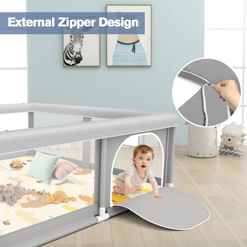 Jaobeem Baby Playpen with Mat, 50 x 50 inch, PlayPen for Babies and Toddlers, Play Yards Indoor & Outdoor, Sturdy Safety Play Pen with Soft Breathable Mesh, Baby Fence - Image 4