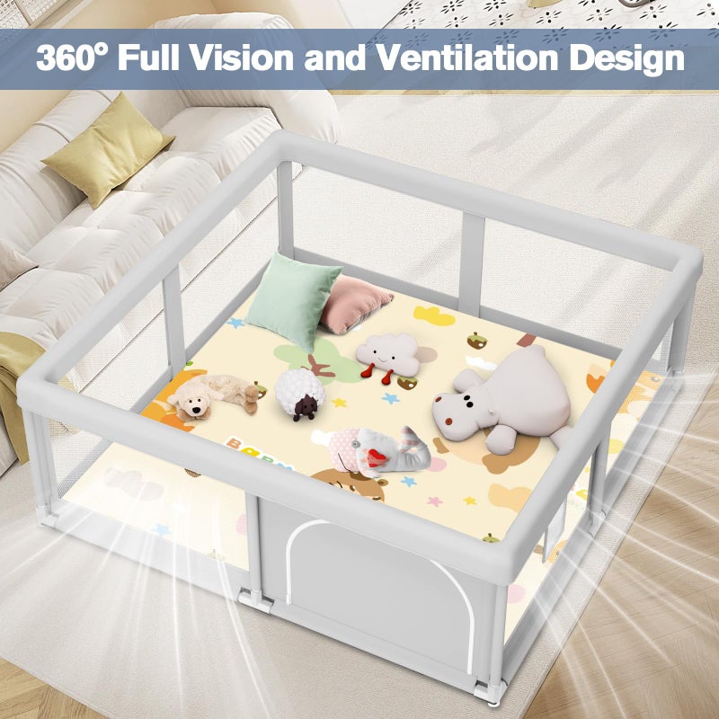 Jaobeem Baby Playpen with Mat, 50 x 50 inch, PlayPen for Babies and Toddlers, Play Yards Indoor & Outdoor, Sturdy Safety Play Pen with Soft Breathable Mesh, Baby Fence - Image 5