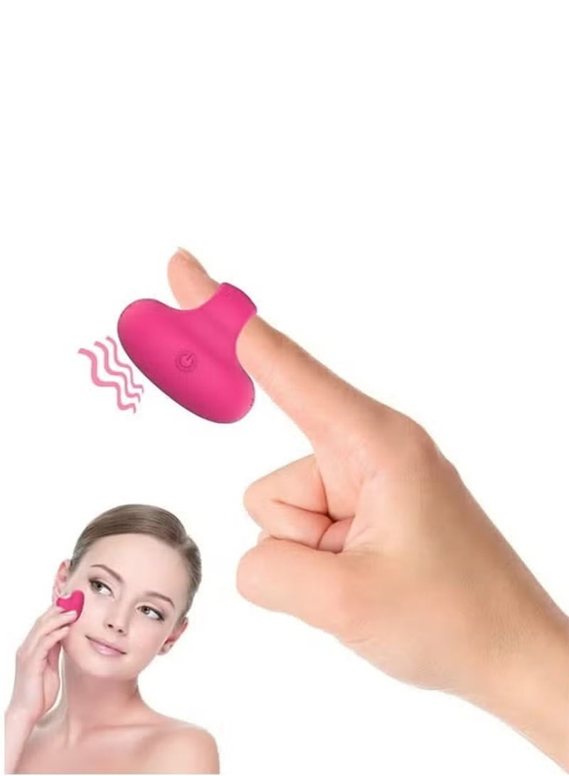 Compact Vibrating Face & Eye Massager, Mini Ring Personal Massager for Facial Muscle Firming, Anti-Aging, Dark Circle Relief, Eye Puffiness & Fatigue, Rose Red - Image 1