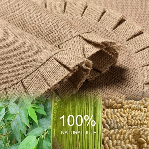 FunWheat Burlap Round Braided Placemats Set of 6 for Dining Tables 15 Inch Heat Resistant Jute Table Mats Farmhouse Woven Fabric Natural Place mats for Decoration(Ruffled Lace) - Image 3