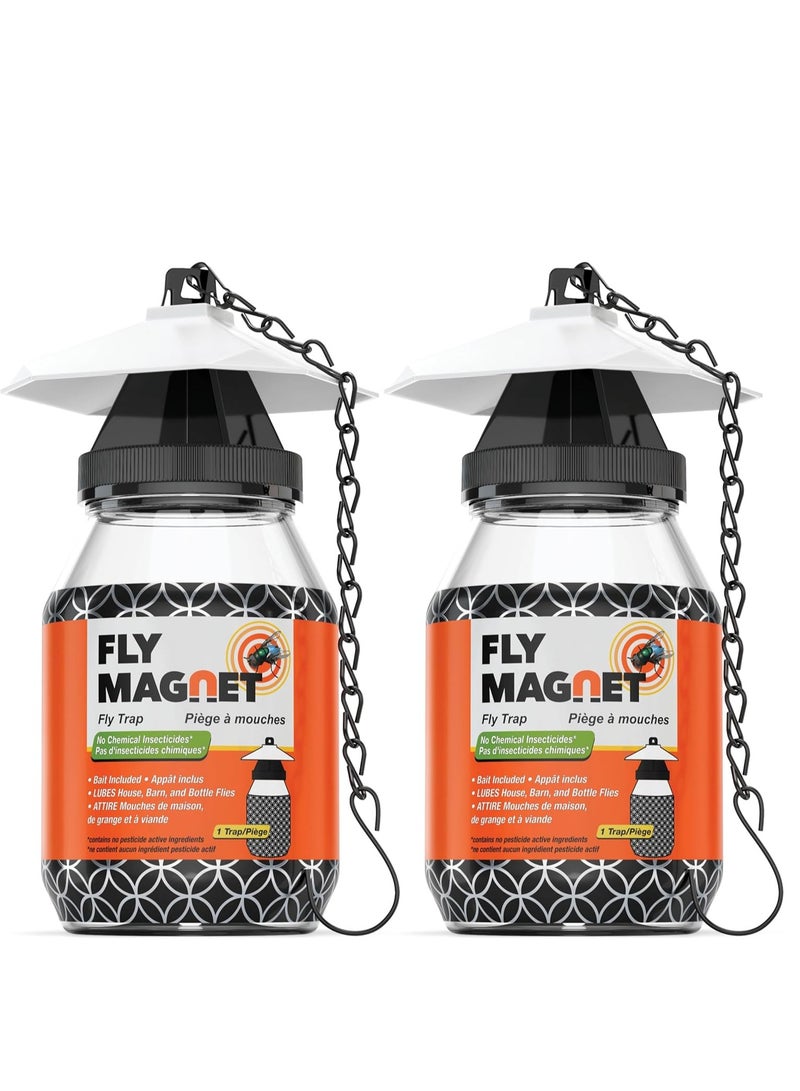 SEWANTA Outdoor Fly Trap [2 Pack] Fly Traps Outdoor with Dissolvable Non-Toxic Bait - Controls Flies for Patios, Hanging Fly Traps with Tie Included - Image 1