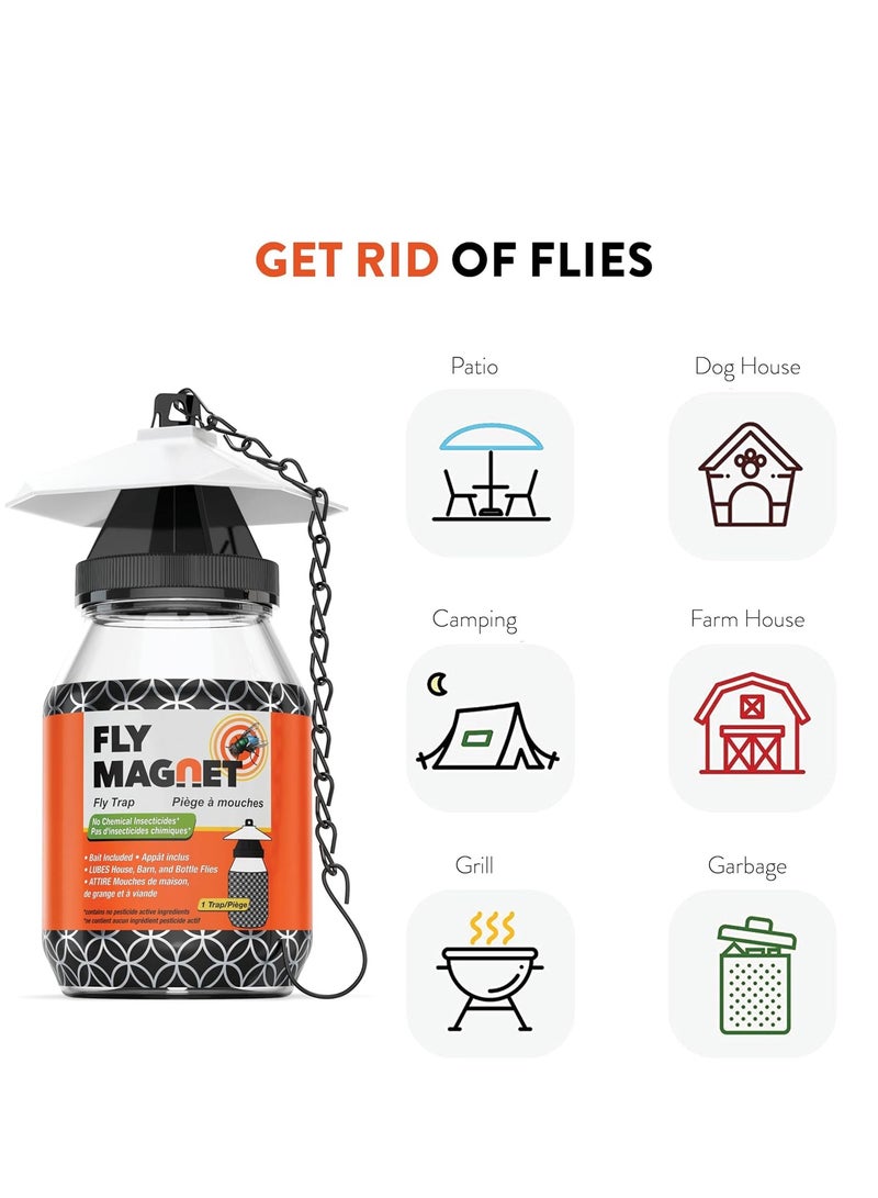 SEWANTA Outdoor Fly Trap [2 Pack] Fly Traps Outdoor with Dissolvable Non-Toxic Bait - Controls Flies for Patios, Hanging Fly Traps with Tie Included - Image 3