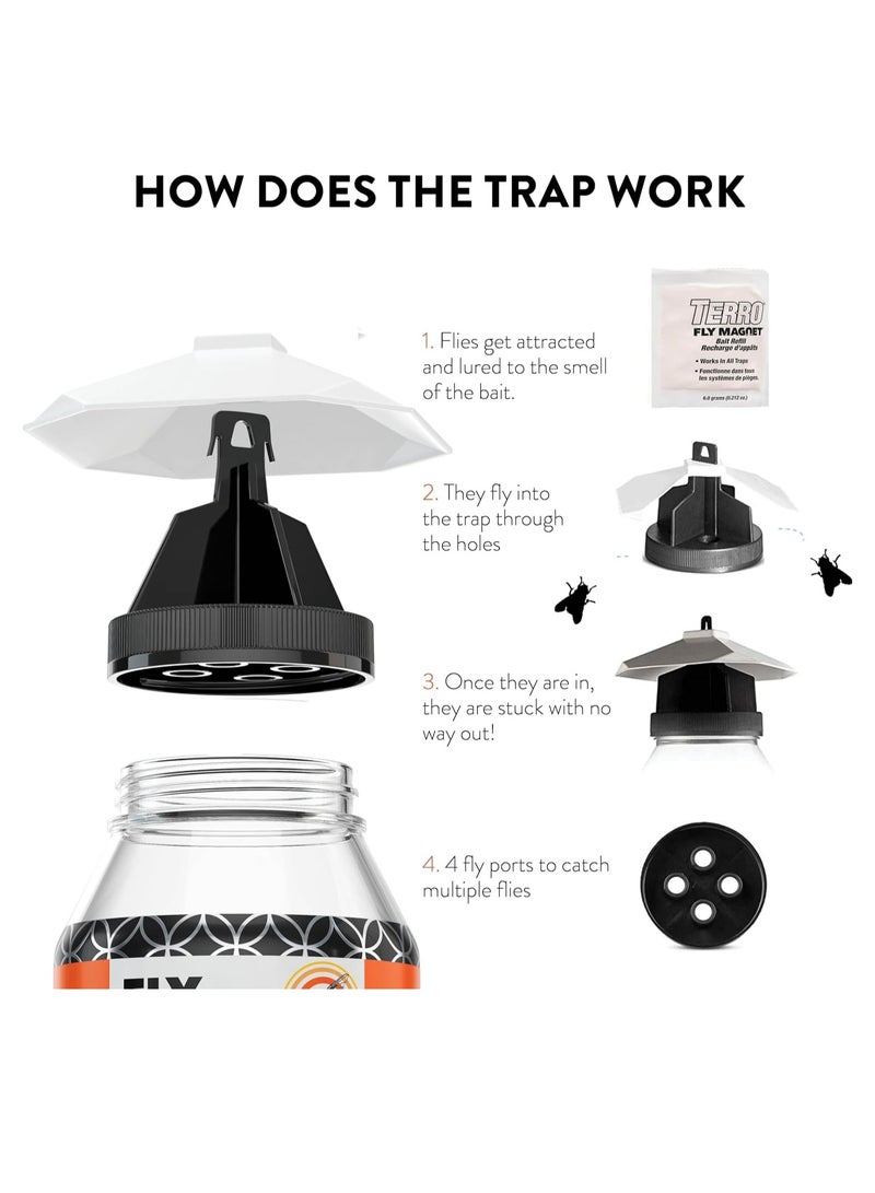 SEWANTA Outdoor Fly Trap [2 Pack] Fly Traps Outdoor with Dissolvable Non-Toxic Bait - Controls Flies for Patios, Hanging Fly Traps with Tie Included - Image 4