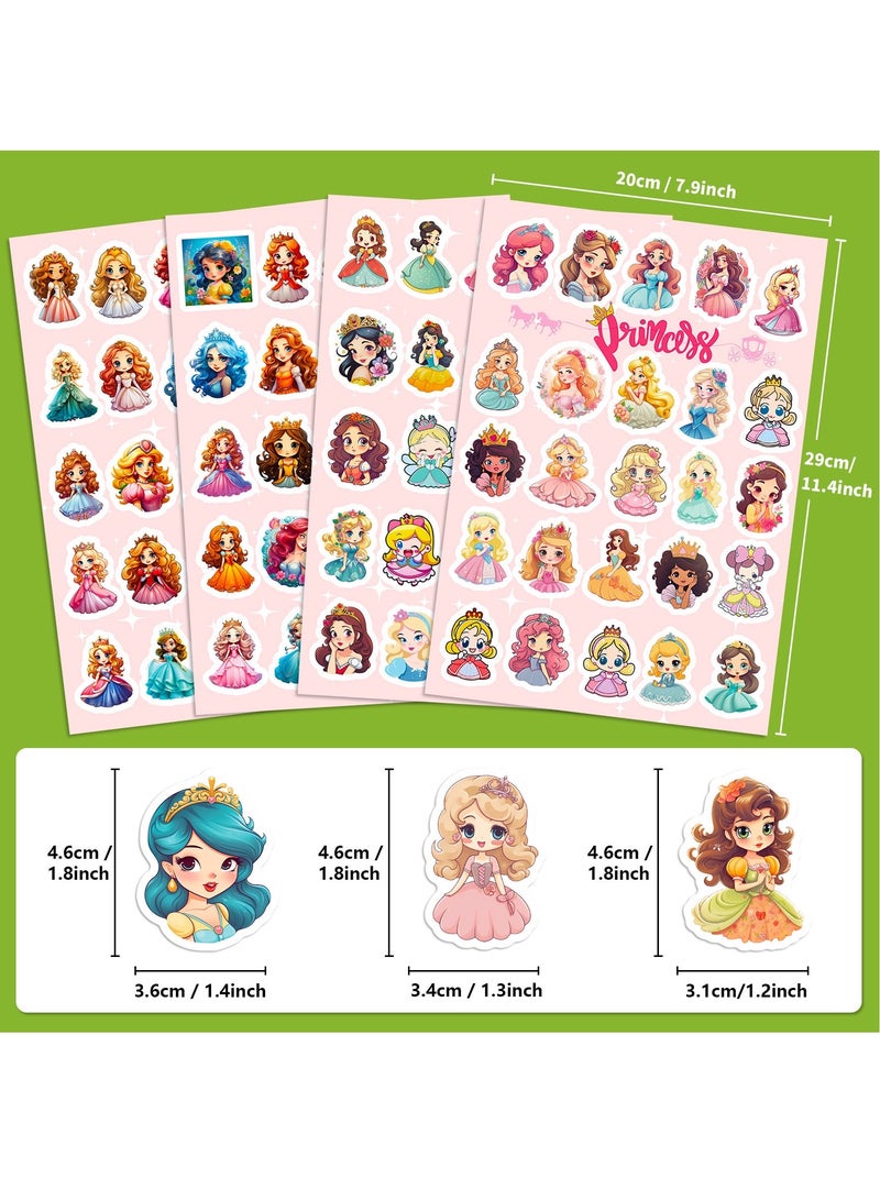100 cute princess flat sheet series hot cute cartoon princess DIY children’s stickers 4 sheets/bag for kids children activity rewards sticker - Image 5