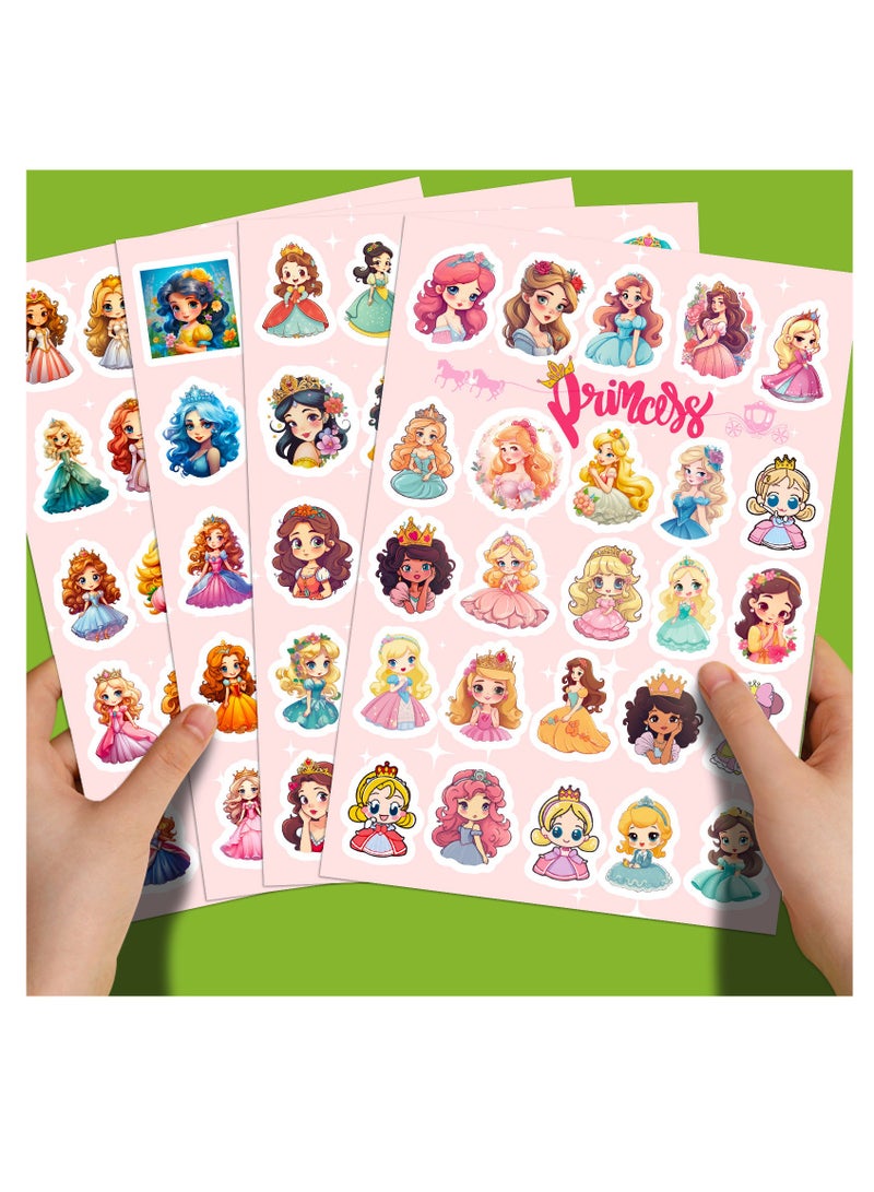 100 cute princess flat sheet series hot cute cartoon princess DIY children’s stickers 4 sheets/bag for kids children activity rewards sticker - Image 4