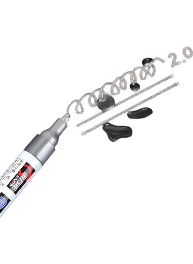 GENVANA Jinwanian 2Mm Paint Marker [Shake For Venting], Silver, 4-Pack, Signature Pen, Marker, Highlighter, Check-In Pen, Touch-Up Pen, Graffiti Pen, Tire Pen, Fade-Resistant, G-0971 - Image 2