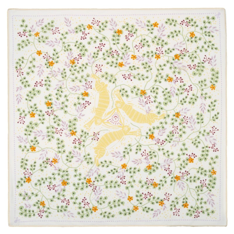 WHTE MOSS Bandana â€“ Classic Three Hares Design, 100% Cotton Boho Floral Handkerchief Hair Scarf, Perfect Thanksgiving & Christmas Gift (Vanilla) - Image 1
