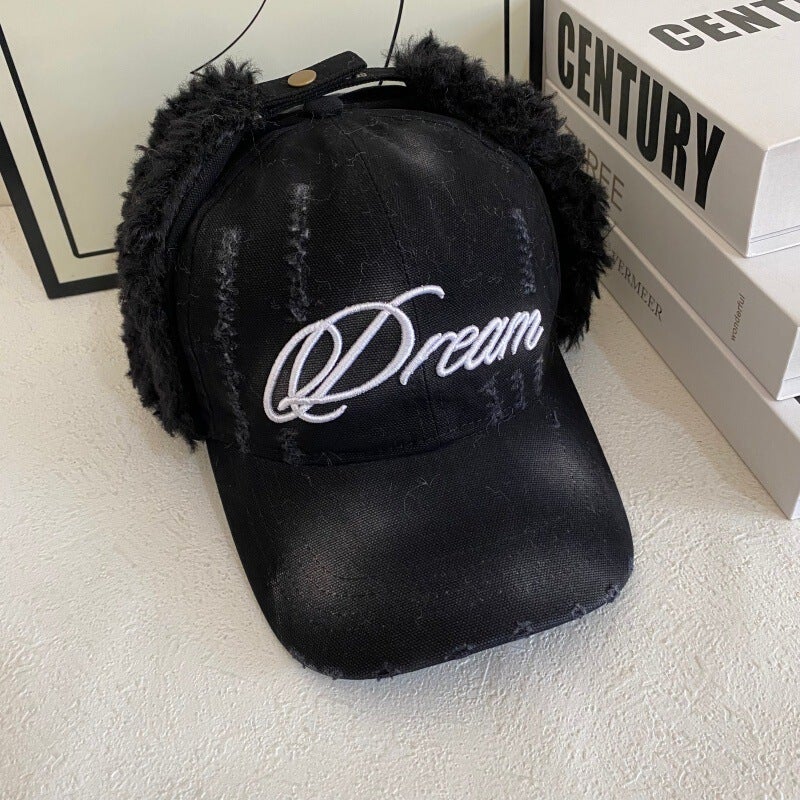 Washed Denim Cap Unisex Winter Street Ear Protection Hat Cotton - Image 1