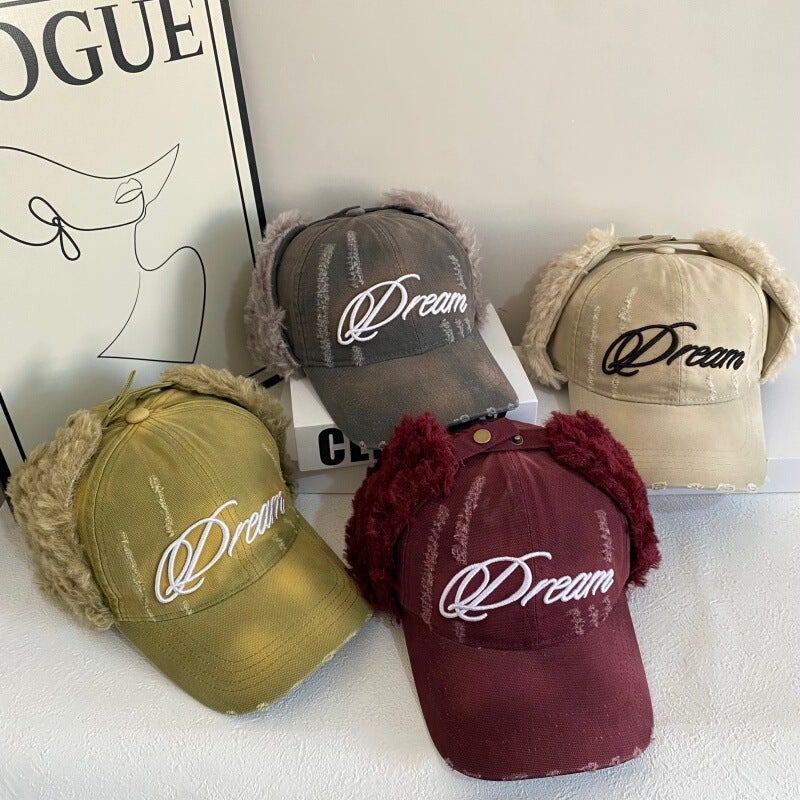 Washed Denim Cap Unisex Winter Street Ear Protection Hat Cotton - Image 3