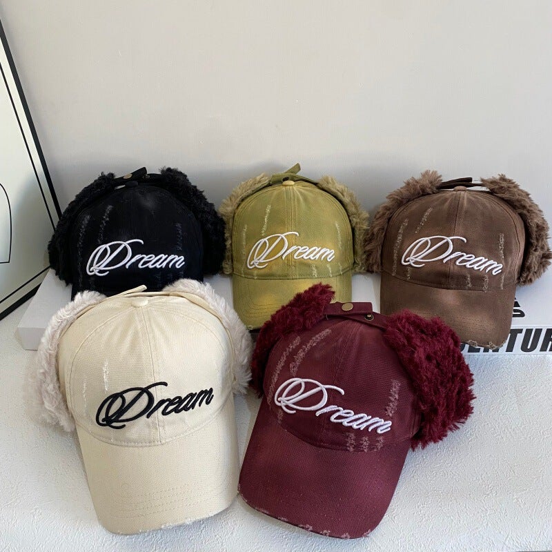 Washed Denim Cap Unisex Winter Street Ear Protection Hat Cotton - Image 2