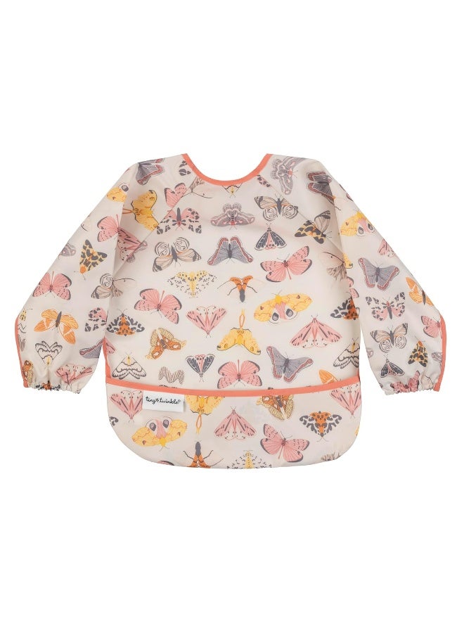 Tiny Twinkle Mess Proof Baby Bib,Waterproof Smock Baby Bib for Eating,Machine Washable Long Sleeve Bib,Baby Led Weaning,Toddler Bib,BLW Supplies(Flutter, Small 6-24 Months) - Image 1