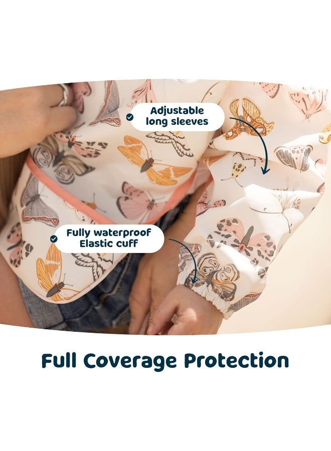 Tiny Twinkle Mess Proof Baby Bib,Waterproof Smock Baby Bib for Eating,Machine Washable Long Sleeve Bib,Baby Led Weaning,Toddler Bib,BLW Supplies(Flutter, Small 6-24 Months) - Image 4