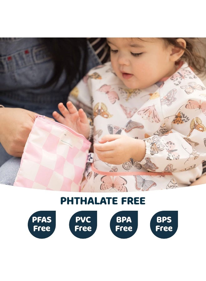 Tiny Twinkle Mess Proof Baby Bib,Waterproof Smock Baby Bib for Eating,Machine Washable Long Sleeve Bib,Baby Led Weaning,Toddler Bib,BLW Supplies(Flutter, Small 6-24 Months) - Image 2