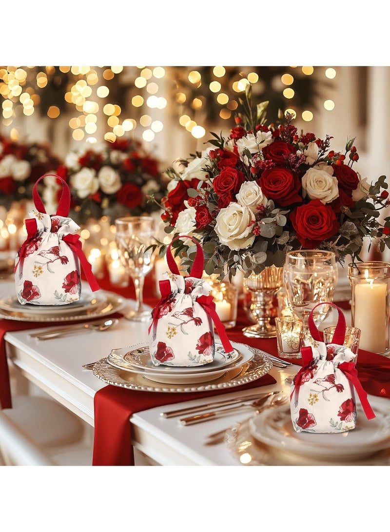 عام **كيس هدايا زهري صغير مع مقبض، 8 أكياس قماشية بأربطة، مناسب للحلويات، هدايا صغيرة لحفلات الشاي، الزفاف وحفلات أعياد الميلاد.** - Image 2