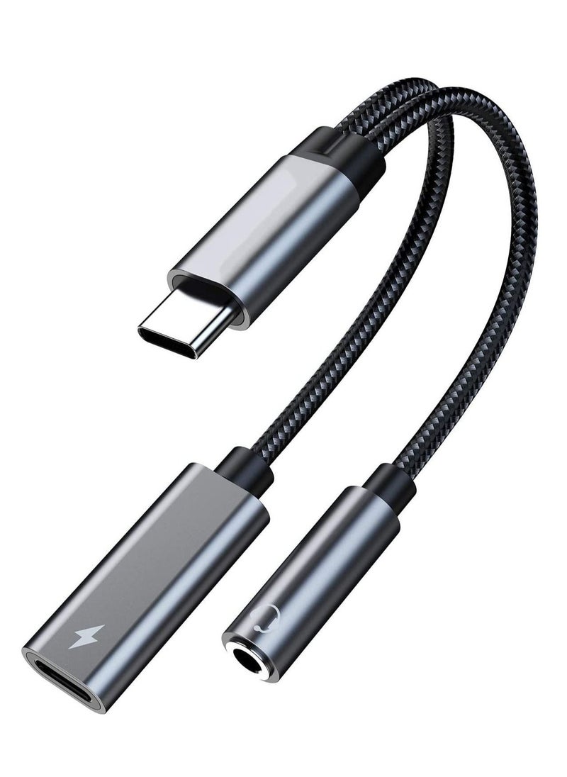 SYOSI - محول سماعة رأس وشاحن USB c إلى 3.5 مم، منفذ شحن USB C PD 3.0 2 في 1 إلى مقبس صوت Aux وسلك كابل دونجل للشحن السريع متوافق مع Samsung S21 S20 S20+ Ultra وGoogle Pixel 4 3 XL - Image 1
