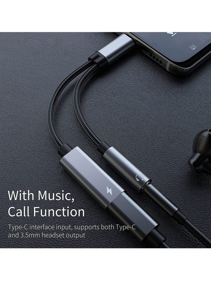 SYOSI - محول سماعة رأس وشاحن USB c إلى 3.5 مم، منفذ شحن USB C PD 3.0 2 في 1 إلى مقبس صوت Aux وسلك كابل دونجل للشحن السريع متوافق مع Samsung S21 S20 S20+ Ultra وGoogle Pixel 4 3 XL - Image 1