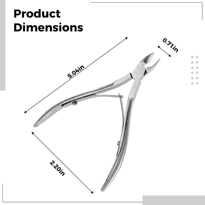 Stainless Steel Cuticle Nippers, 5 in / 12.8 cm Angled Cutting Head, Cuticle Remover and Cuticle Trimmer for Ingrown Toenails, Dead Skin, Hangnails, Manicure Tool - Image 5