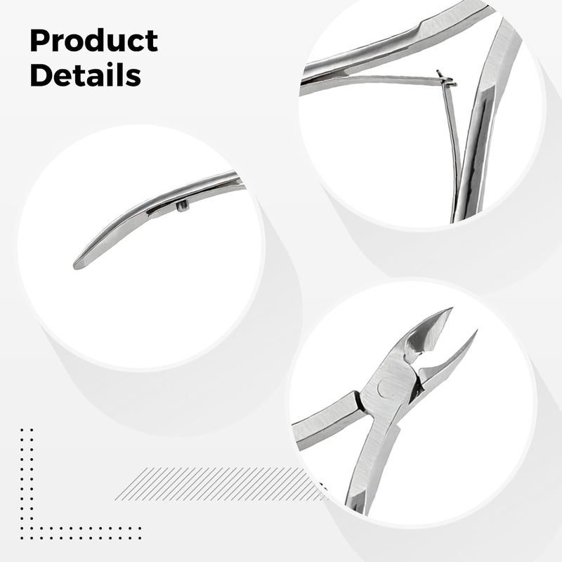 Stainless Steel Cuticle Nippers, 5 in / 12.8 cm Angled Cutting Head, Cuticle Remover and Cuticle Trimmer for Ingrown Toenails, Dead Skin, Hangnails, Manicure Tool - Image 2