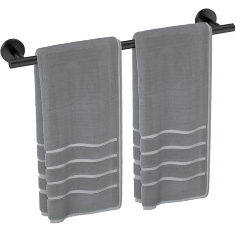 Luxbaro Matte Black Towel Bar 24 Inch, Thicken Towel Rack for Bathroom Wall, SUS304 Stainless Steel Towel Rod, Modern Home Decor (Total Length 26-Inch) - Image 1