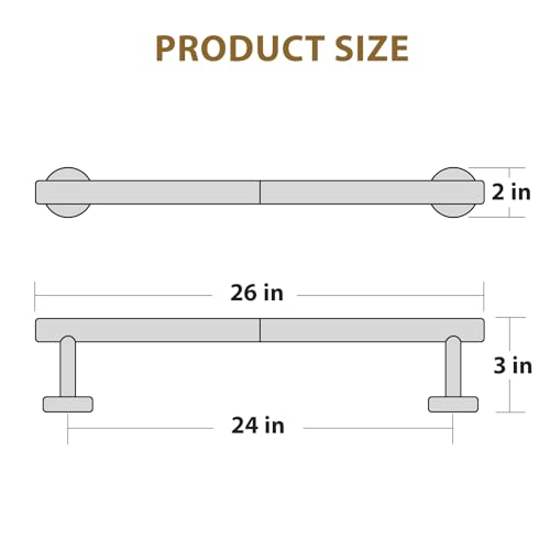 Luxbaro Matte Black Towel Bar 24 Inch, Thicken Towel Rack for Bathroom Wall, SUS304 Stainless Steel Towel Rod, Modern Home Decor (Total Length 26-Inch) - Image 2