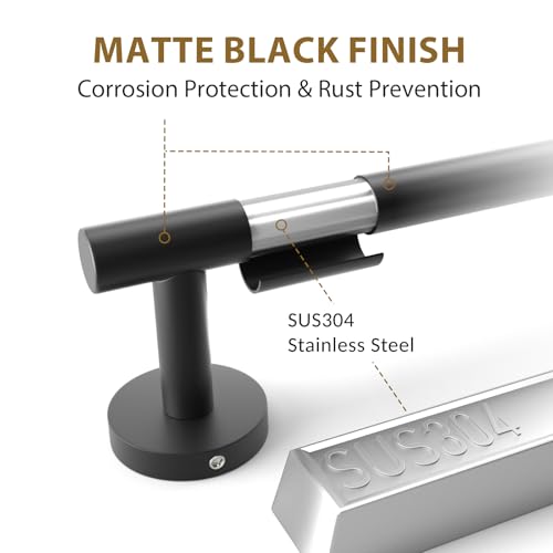 Luxbaro Matte Black Towel Bar 24 Inch, Thicken Towel Rack for Bathroom Wall, SUS304 Stainless Steel Towel Rod, Modern Home Decor (Total Length 26-Inch) - Image 3