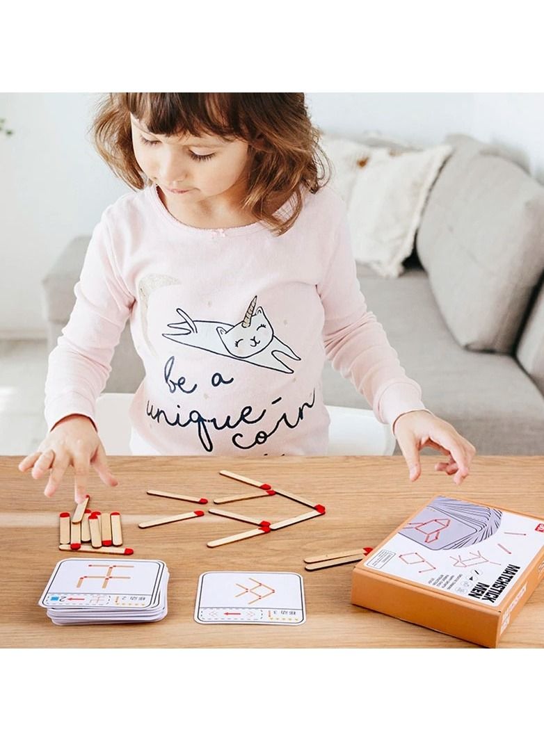 Montessori Matches Wooden Adorable Sulphur Stick Puzzle - 50 Challenge Cards Enhancing Thinking and Focus | Gifts for Kids, Boys and Girls - Image 2