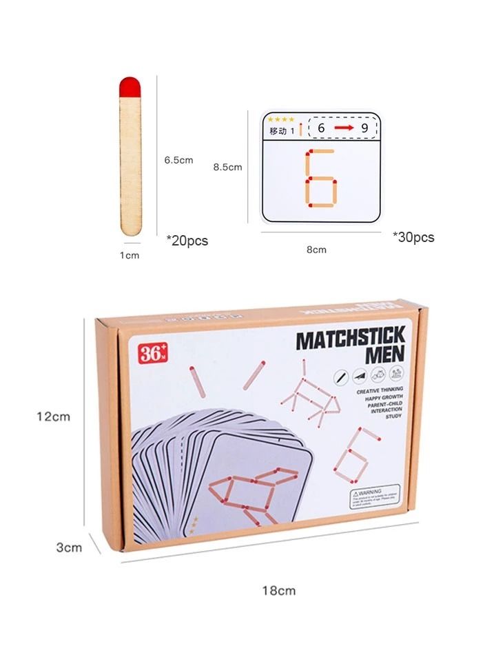 Montessori Matches Wooden Adorable Sulphur Stick Puzzle - 50 Challenge Cards Enhancing Thinking and Focus | Gifts for Kids, Boys and Girls - Image 3