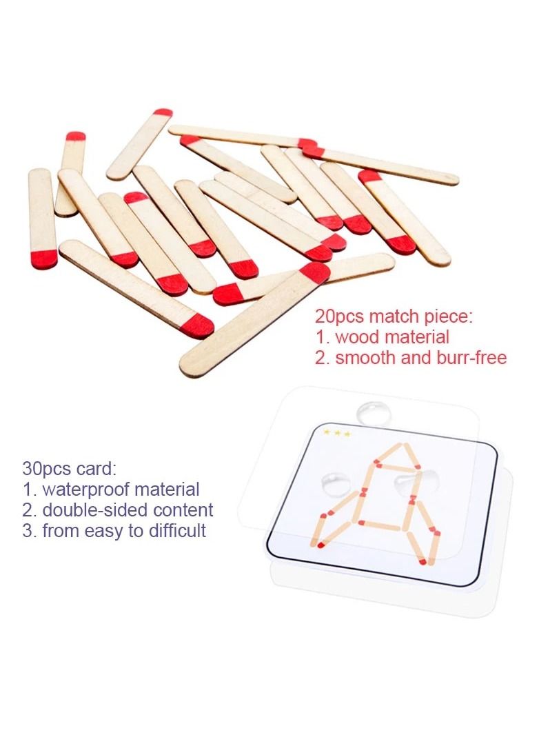 Montessori Matches Wooden Adorable Sulphur Stick Puzzle - 50 Challenge Cards Enhancing Thinking and Focus | Gifts for Kids, Boys and Girls - Image 5